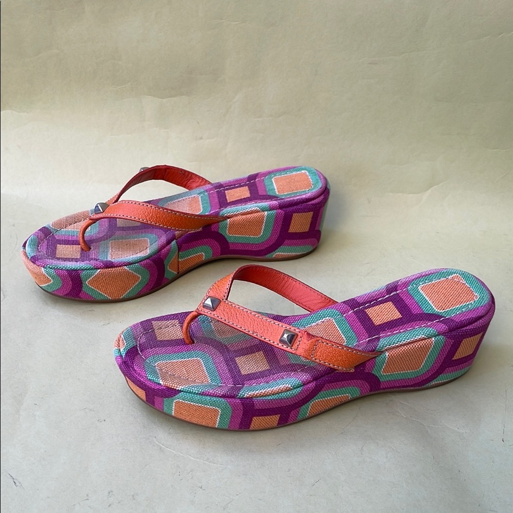 Vintage multicolored Prada Sandals with Geometric Pattern and Cushioned Sole - Picture 4 of 14